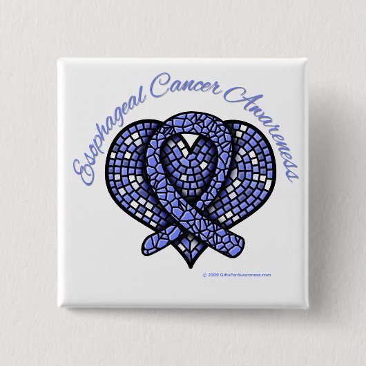 Esophageal Cancer Mosaic Heart Ribbon Vierkante Button 5,1 Cm (Voorkant)