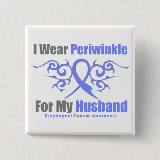 Esophageal Cancer Periwinkle Ribbon Husband Vierkante Button 5,1 Cm (Voorkant)