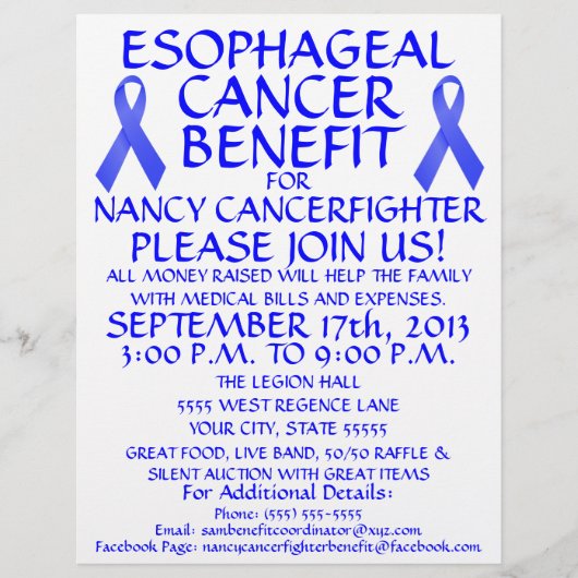 Esophageal Cancer Ribbon Benefit Flyer (Voorkant)