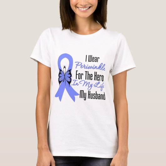 Esophageal Cancer Ribbon Hero My Husband T-shirt (Voorkant)