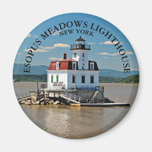 Esopus Meadows Lighthouse, New York Round Magnet (Voorkant)