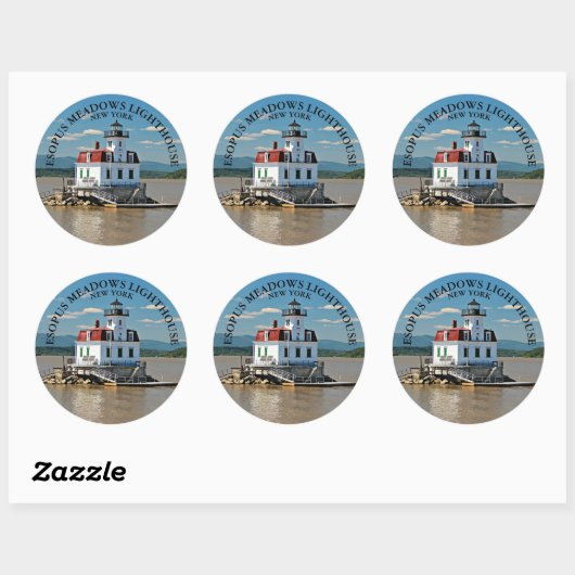 Esopus Meadows Lighthouse, New York Round Stickers (Vel)