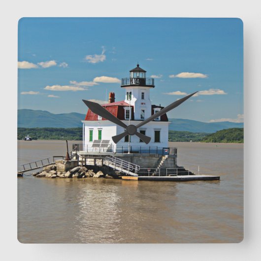 Esopus Meadows Lighthouse, New York Wall Clock Vierkante Klok (Voorkant)