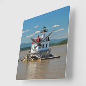 Esopus Meadows Lighthouse, New York Wall Clock Vierkante Klok (Hoek)