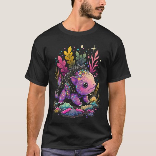 Esoteric Axolotl Pet Crystals Cute Illustration T-shirt (Voorkant)