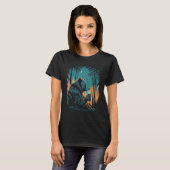 Esoteric Bear drinking Beer Night Forest T-shirt (Voorkant volledig)