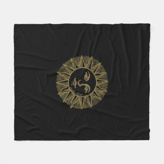 Esoteric Black Gold Sun Fleece Deken (Voorkant (Horizontaal))
