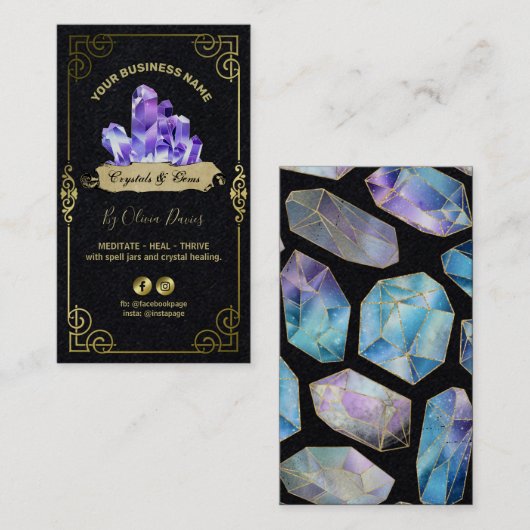 Esoteric Crystal Black Paars en Gold Visitekaartje (Voorkant / Achterkant)