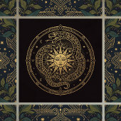 Esoteric Gold Serpent Sun Celestial Mandala  Tegeltje