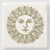 Esoteric Gold Sun Stenen Onderzetter (Voorkant)