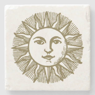 Esoteric Gold Sun Stenen Onderzetter