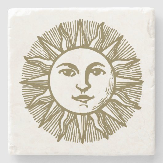 Esoteric Gold Sun Stenen Onderzetter (Voorkant)