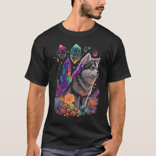 Esoteric Husky Dog Crystals Cute Illustration 2 T-shirt