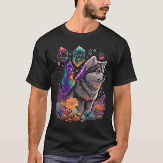 Esoteric Husky Dog Crystals Cute Illustration 2 T-shirt (Voorkant)
