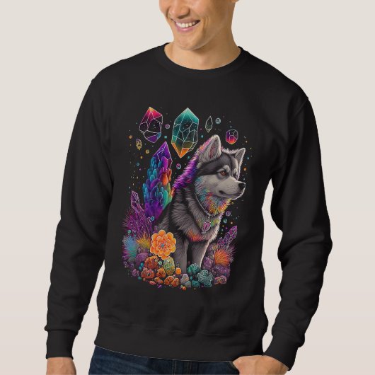 Esoteric Husky Dog Crystals Cute Illustration  2 Trui (Voorkant)