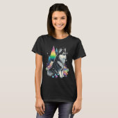 Esoteric Husky Dog Crystals Cute Illustration T-shirt (Voorkant volledig)