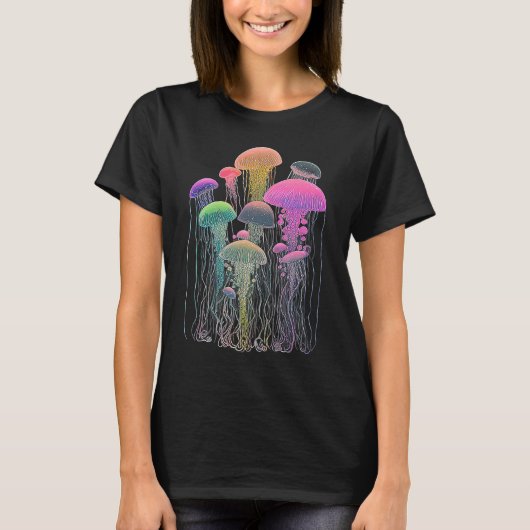 Esoteric Jellyfish Crystals Cute Illustration T-shirt (Voorkant)