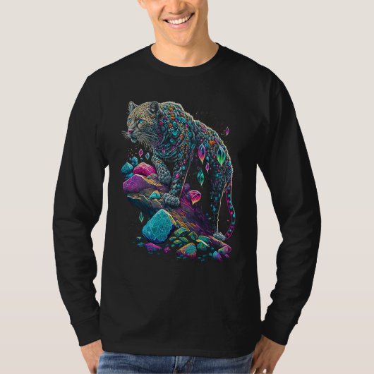 Esoteric Leopard Crystals Cute Illustration  2 T-shirt (Voorkant)