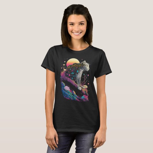 Esoteric Leopard Crystals Cute Illustration  3 T-shirt (Voorkant volledig)