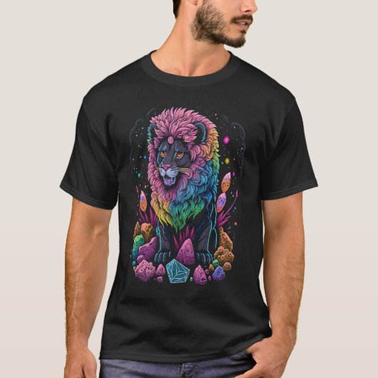 Esoteric Lion Crystals Cute Illustration  1 T-shirt (Voorkant)
