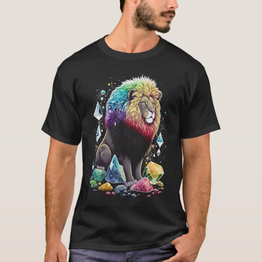 Esoteric Lion Crystals Cute Illustration  2 T-shirt (Voorkant)