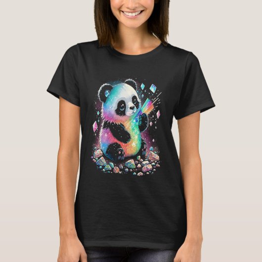 Esoteric Panda Crystals Cute Illustration 2 T-shirt (Voorkant)