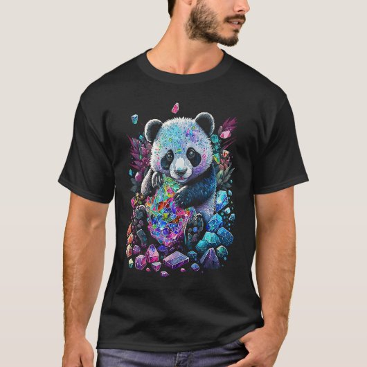 Esoteric Panda Crystals Cute Illustration T-shirt (Voorkant)