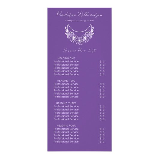 Esoteric Psychic Modern Services prijslijst Reclamekaart (Voorkant)