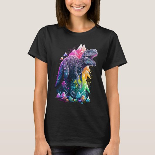 Esoteric Rex Trex Crystals Cute Illustratie 6 T-shirt (Voorkant)
