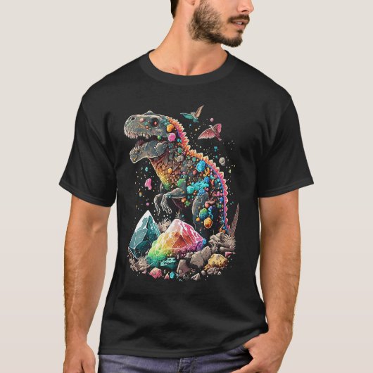 Esoteric Rex Trex Crystals Cute Illustration  2 T-shirt (Voorkant)