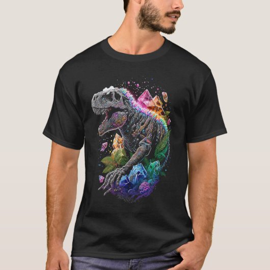 Esoteric Rex Trex Crystals Cute Illustration  3 T-shirt (Voorkant)