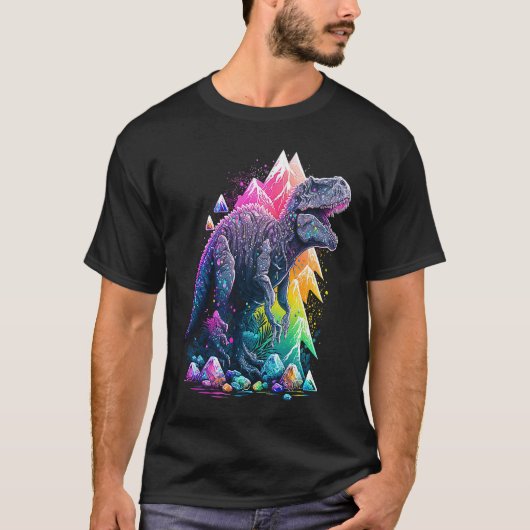 Esoteric Rex Trex Crystals Cute Illustration  6 T-shirt (Voorkant)
