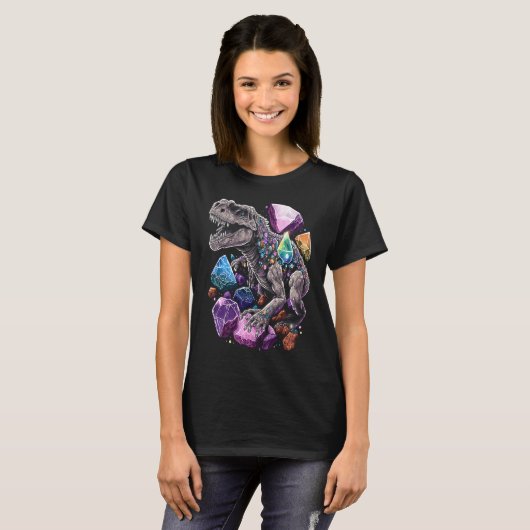 Esoteric Rex Trex Crystals Cute Illustration  7 T-shirt (Voorkant volledig)