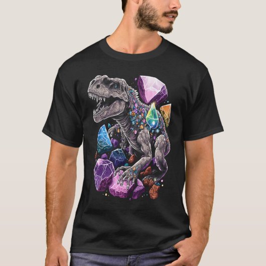 Esoteric Rex Trex Crystals Cute Illustration  7 T-shirt (Voorkant)