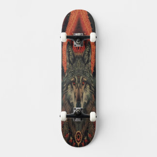 Esoteric Spirit Wolf | Mystical Totem Geometric Persoonlijk Skateboard