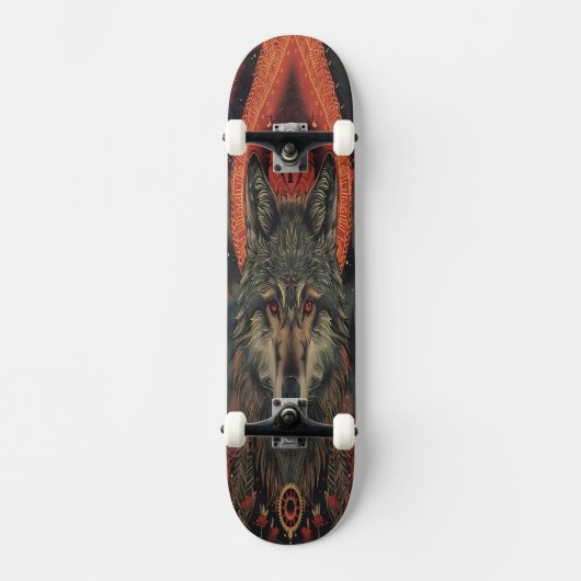 Esoteric Spirit Wolf | Mystical Totem Geometric Persoonlijk Skateboard (Voorkant)
