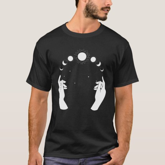 Esoteric Spiritual Moon Phases Hand Line T-shirt (Voorkant)