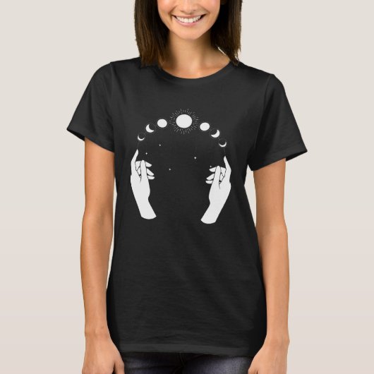 Esoteric Spiritual Moon Phases Hand Line T-shirt (Voorkant)
