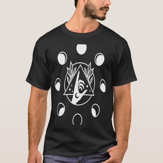 Esoteric Spiritueel Moon Hands Symbol Line T-shirt (Voorkant)