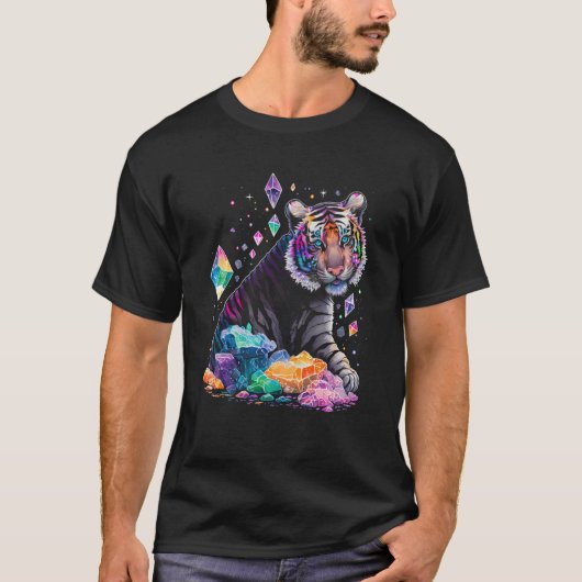Esoteric Tiger Crystals Cute Illustration  2 T-shirt (Voorkant)