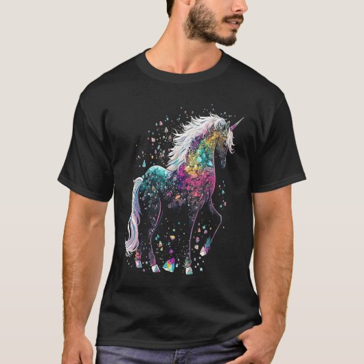 Esoteric Unicorn Crystals Cute Illustration T-shirt (Voorkant)
