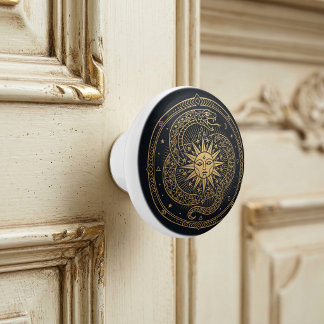 Esoterische Gouden Slang Zon Hemels Mandala Keramische Knop