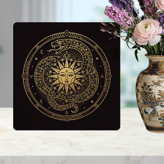 Esoterische Gouden Slang Zon Hemels Mandala Tegeltje