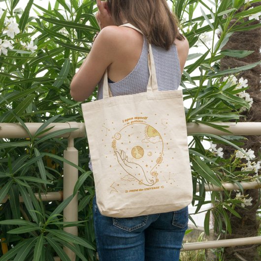Esoterische hand en aarde tote bag