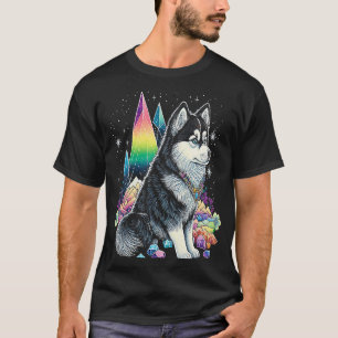 Esoterische Husky Honden Kristallen Moppige Illust T-shirt