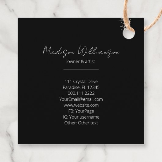 Esoterische Mandala Holistische Metafysische Boho Bedankjes Labels (Achterkant)