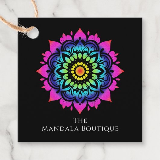 Esoterische Mandala Holistische Metafysische Boho Bedankjes Labels (Voorkant)