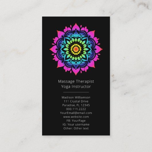 Esoterische Mandala Holistische Metafysische Boho  Visitekaartje (Achterkant)