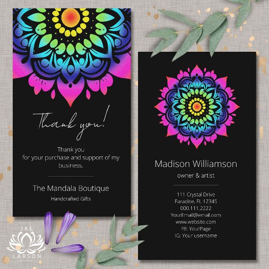 Esoterische Mandala Holistische Metafysische Dank  Visitekaartje