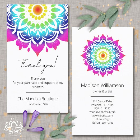 Esoterische Mandala Holistische Metafysische Dank  Visitekaartje